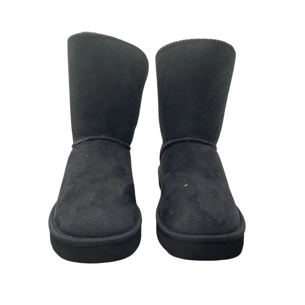 Style & Co Tessaa Black Faux Suede Faux Fur Lined Buckle Winter Boots Womens 7
